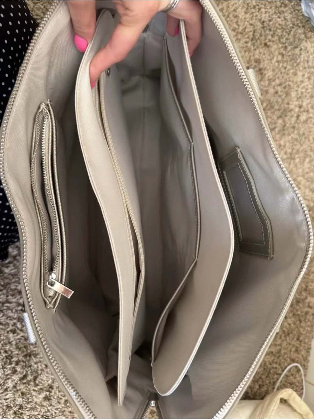 Bow-Accent Silver Tote Bag by Unknown Brand